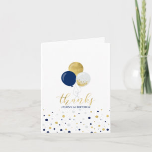 Navy & Gold Ballons 1. Jungen-Geburtstag Dankeschö Dankeskarte