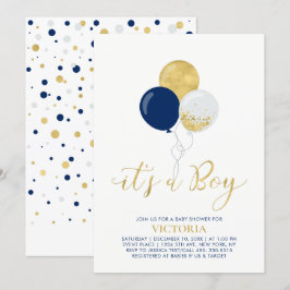 Navy & Gold Balloons | Es ist eine Baby-Dusche Einladung