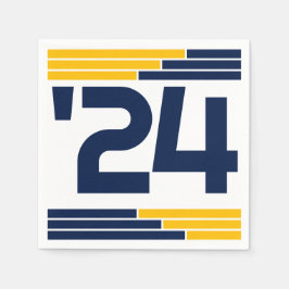 Navy & Gold Bars Class of '24 Grad Party Serviette