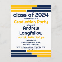 Navy & Gold Bars Graduation Party