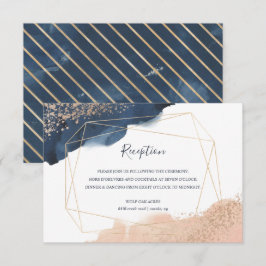 Navy, Gold, Blush mit geometrischem Rahmen Empfang Einladung