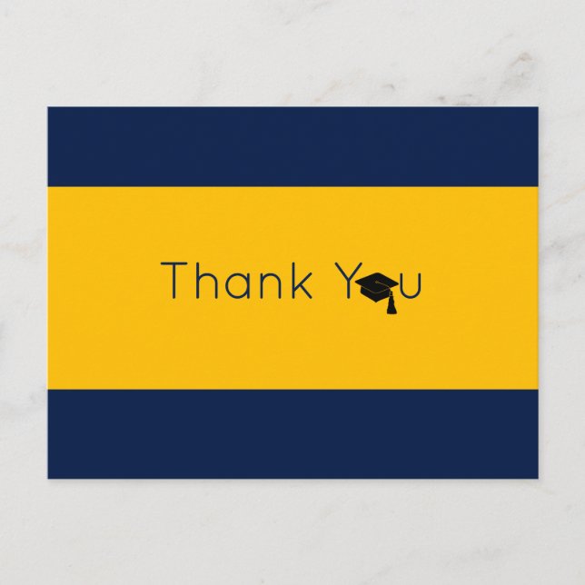 Navy Gold Bold Abschluss Vielen Dank Postkarte (Vorderseite)