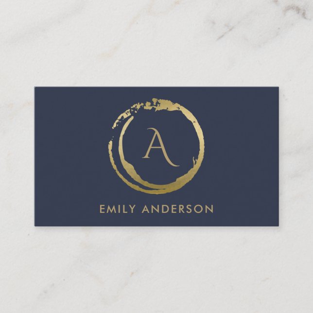 NAVY GOLD BRUSKE STAIN CIRCLE LOGO MONOGRAMM VISITENKARTE (Vorderseite)