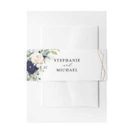 Navy Gold Champagne Ivory Geometrische Vegetation Einladungsbanderole