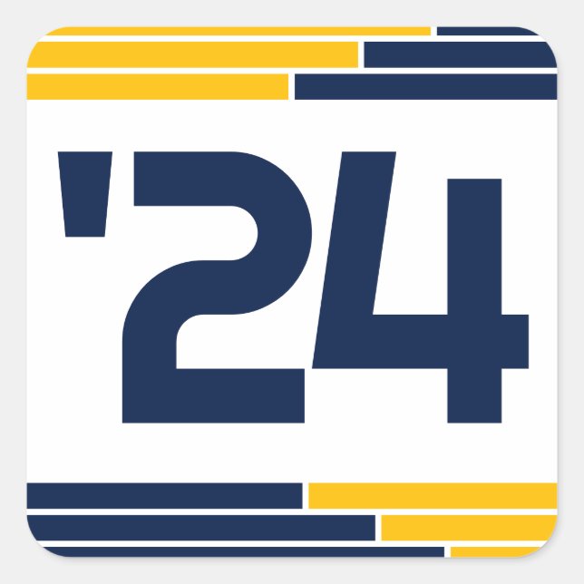 Navy & Gold Class von '24 Abschluss Quadratischer Aufkleber (Vorderseite)