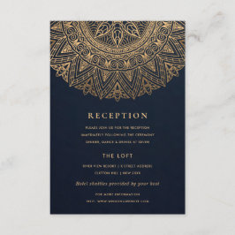 NAVY GOLD CLASSY VERZIERT MANDALA WEDDING REZEPTIO BEGLEITKARTE