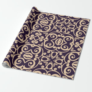 Navy Gold DAMASK ELEGANT BIRTHDAY WEDDAY WRAP Geschenkpapier