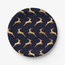Navy Gold Deer Pattern
