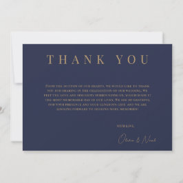 Navy & Gold Elegant Formal Hochzeit Danke Karte