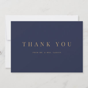 Navy & Gold Elegant Formal Hochzeit Danke Karte