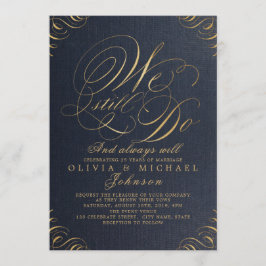 Navy Gold elegante Vintage Kalligraphie WIR NOCH M Einladung