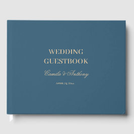 Navy Gold Floral Boho Hochzeit Gästebuch