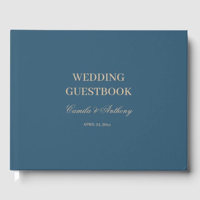 Navy Gold Floral Boho Hochzeit Gästebuch (Vorderseite)