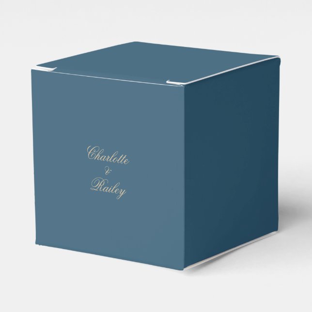 Navy Gold Floral Boho Hochzeit Geschenkschachtel (Vorderseite)