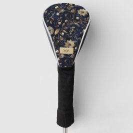 Navy Gold Floral Monogram Golfkopfabdeckung Golf Headcover