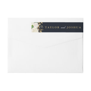 Navy Gold Floral Watercolor Umrandung Label