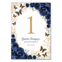 Navy Gold Florale Quinceanera