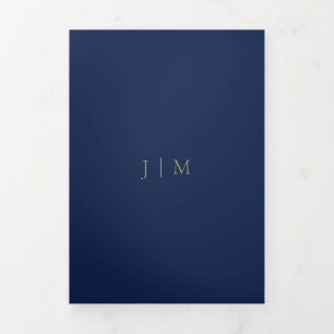 Navy Gold Formale minimale Hochzeit Dreifach Gefaltete Karte