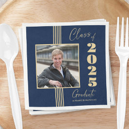 Navy Gold Foto Frame 2025 Abschluss Serviette