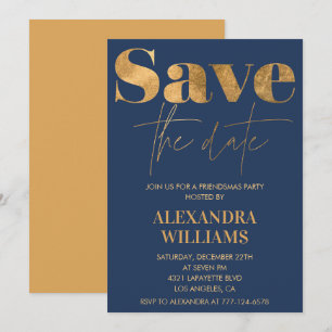 Navy Gold Friendsmas invitations Enregistrer la da