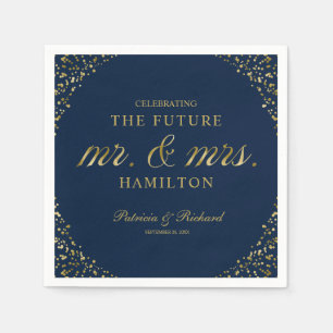 Navy Gold Future Mr. and Mrs Engagement Party Serviette