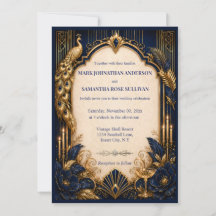 Navy Gold Gatsby Pfau Hochzeit luxuriös