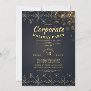 Navy Gold Geometrische Firmen-Weihnachtsfeier Einladung