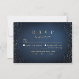 Navy & Gold Glitzer Ausgereifte Monogramm Hochzeit RSVP Karte