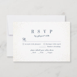 Navy & Gold Glitzer Ausgereifte Monogramm Hochzeit RSVP Karte
