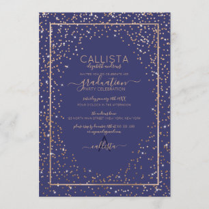Navy Gold Glitzer Confetti Border Abschluss Einladung