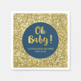 Navy Gold Glitzer Confetti Oh Baby Dusche Serviette