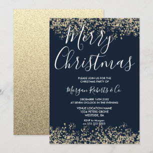 Navy Gold Glitzer Corporate Party Weihnachtszeit Einladung