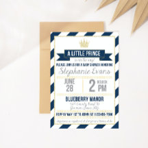 Navy Gold Glitzer Prince Baby Showeinladung