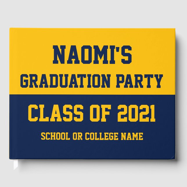 Navy & Gold Graduation Party Class 2024 Gästebuch (Vorderseite)