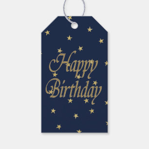 Navy Gold Happy Birthday Geschenkanhänger