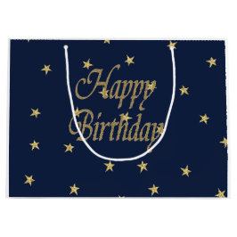 Navy Gold Happy Birthday Große Geschenktüte