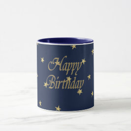 Navy Gold Happy Birthday Tasse