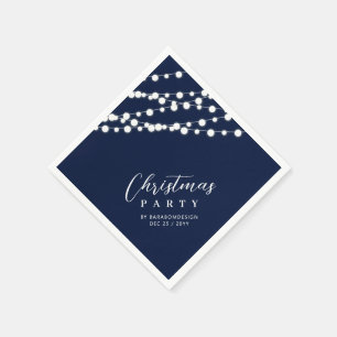 Navy & Gold Lights Frohe Weihnachtsfeier Serviette