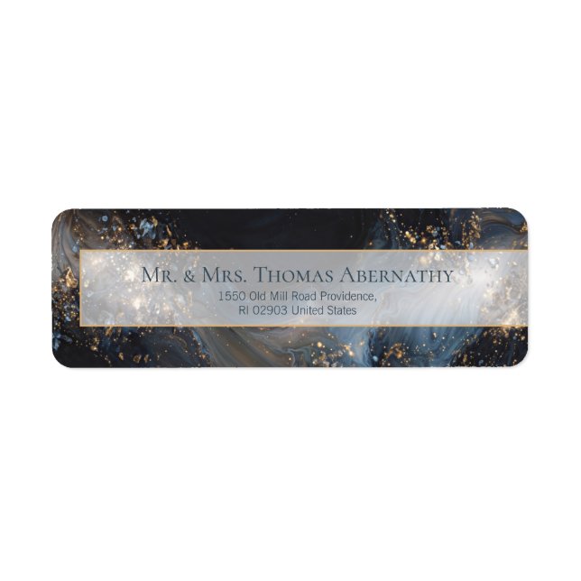 Navy Gold Liquid Marble Return Address (Vorne)
