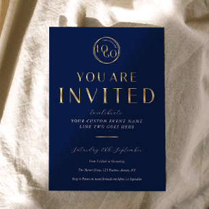 Navy & Gold Logo Elegante Business-Event-Gala Einladung