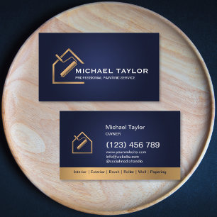 Navy Gold Luxury Beruflich Painting Service Visitenkarte