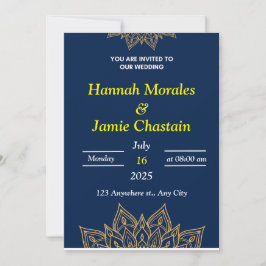 Navy & Gold Mandala - Elegante Einladung zur Hochz