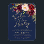 Navy Gold Marsala Wedding Einladung Magnet<br><div class="desc">Navy Gold Marsala Wedding Einladung Magnet</div>