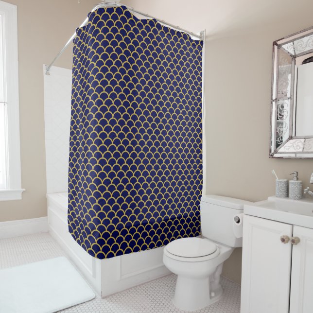 NAVY GOLD MERMAID PATTERN SHOWER CURTAN DUSCHVORHANG (Beispiel)