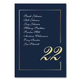 Navy Gold Minimal Script Calligraphy Wedding Tischnummer