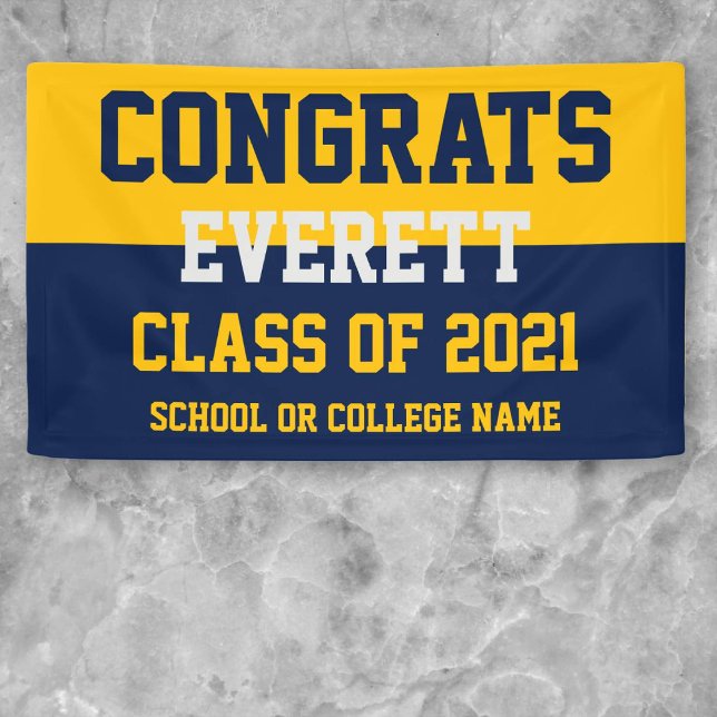 Navy & Gold Minimalistisch Graduation Party Banner (Von Creator hochgeladen)