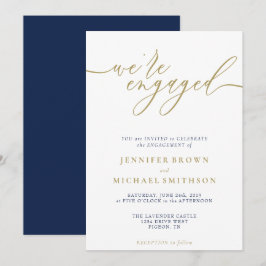 Navy Gold Modern Wir sind Verlobt Einladung