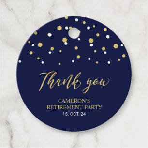 Navy & Gold Moderne Dankesgabe zur Rente Geschenkanhänger