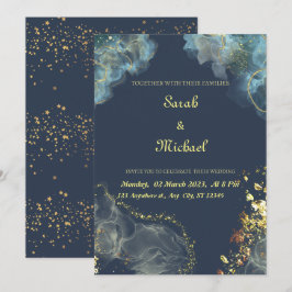 Navy Gold Moderne Hochzeitseinladung Einladung