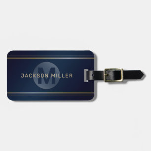 Navy gold Moderne, personalisierte Monogramm Gepäckanhänger